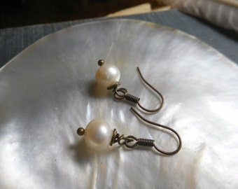 MCHS Fund Raiser. Genuine Freshwater Ivory Cream Pearls Copper Earrings. All Proceeds benefit our Local Historic Society  #FestiveEtsyFinds