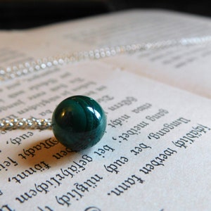 Jupiter. Sterling Silver & Green Malachite Orb Minimalist Necklace. Malachite Sphere  #FestiveEtsyFinds