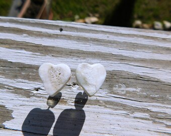 The Deer Heart Antler Post Earrings. Rustic Genuine Heart shaped antler earrings. studs.