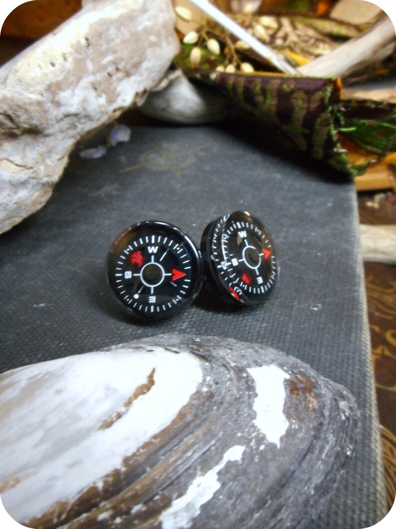 Aye Matey Pirate Mini Compass Earrings Vintage Toy compasses /& Titanium post Nostalgic Pirate earrings Whimsical Costume earrings