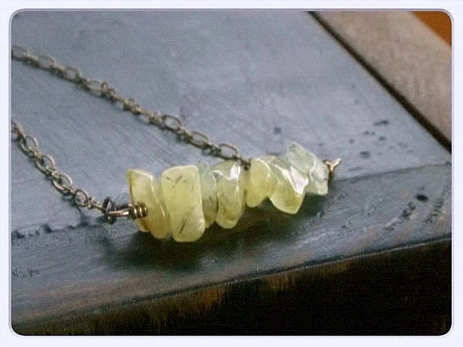 Prehnite Seed Drop Necklace