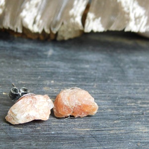 Autumn Sun. Rough Raw Sunstone Specimen earrings. Surgical Steel Post Studs. No.2 FestiveEtsyFinds image 4