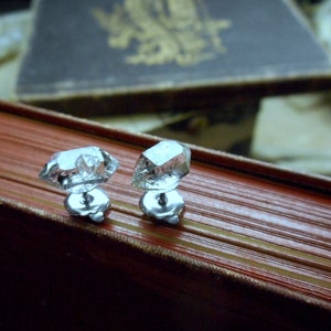 Sweet Petite Diamond Mines. Herkimer Diamonds and Surgical steel post stud earrings. Handmade by Chymiera. Stone Temples collection image 5