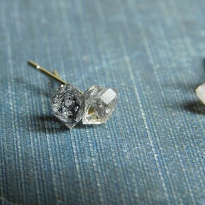 Sweet Petite Diamond Mines. Herkimer Diamonds and Surgical steel post stud earrings. Handmade by Chymiera. Stone Temples collection image 7