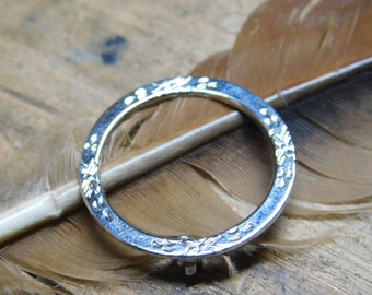 Vintage Sterling Silver Floral Wreath Pin Circle Brooch