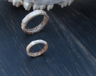 Custom His and Hers Handmade Natural Rustic Natural Deer Antler Wedding Bands- Matching Rings with engravings Bands Runes  #FestiveEtsyFinds