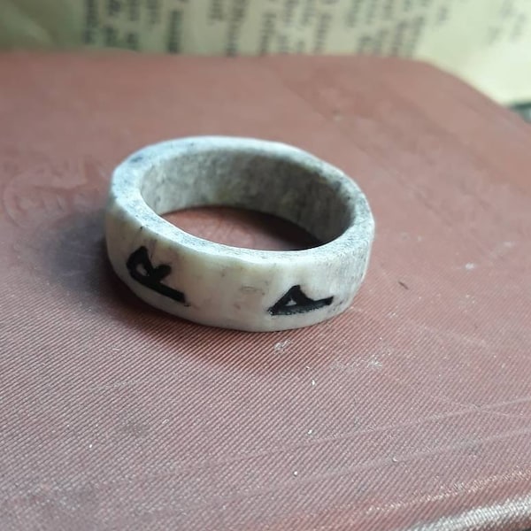 VIKING ANTLER RUNE RiNG. Rustic Personalized Unisex Ring Deer Antler Handmade Native Tribal Made to order in your size choice of runes