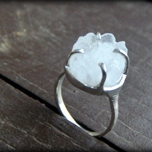 Ice Queen | Non Traditional Engagement or promise ring- Made to order-Any size Crystal Druzy and sterling silver rustic ring Front Page Etsy