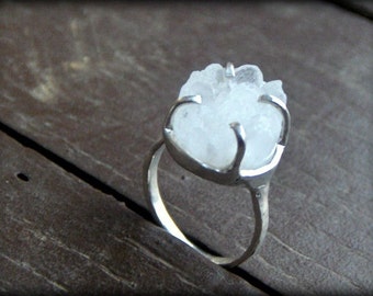 REINE DE GLACE. Bague de fiançailles ou de promesse non traditionnelle-réalisée sur commande-toute taille bague rustique en argent massif Etsy