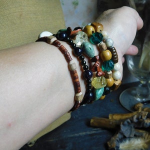 The Faun Rustic Bracelets. Genuine Deer Antler, Gemstones, Wood, & Lucite Choice of: Grasslands, Woodland, Highlands, Nocturnal, or Brush image 3