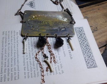 The Strange Case of the Necrophiliac Doctor | Antique coffin tag, Coyote bones & Skulls Gothic Necklace  #FestiveEtsyFinds