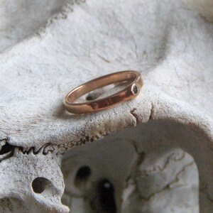 Rustic Minimalist Heathen Viking Handmade The Daughter of Odin Engagement Ring CZ 14k Russian Red Gold and Black Diamond Cubic Zirconia