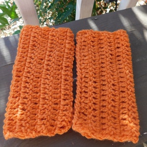 Persimmon Pulp. Fingerless Gloves / Arm warmers Size M / L. Ready to ship Handmade Rustic crocheted wrist warmers for fall autumn winter