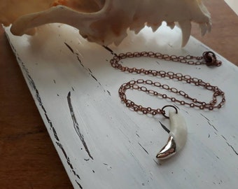 CROWN OF DIRE. 10 K Gold capped coyote fang tooth necklace. Unisex talisman  #FestiveEtsyFinds