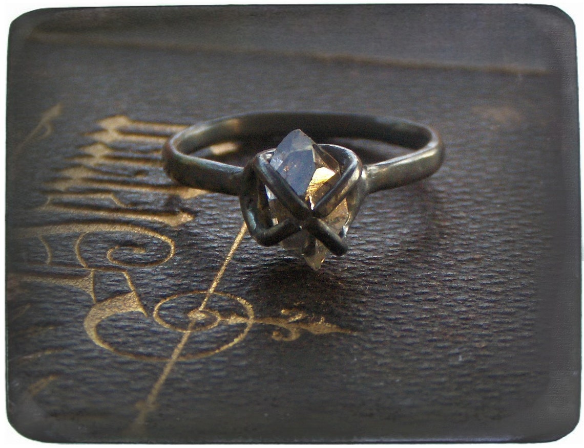 BETROTHED. Handmade Goth Engagement Ring 1.251.5 CT Herkimer Etsy