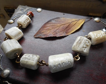 The Wanderer Bracelet. Carved Deer Antler bead and Jasper natural rustic BOHo Chunky Statement bracelet handmade by Chymiera on Etsy