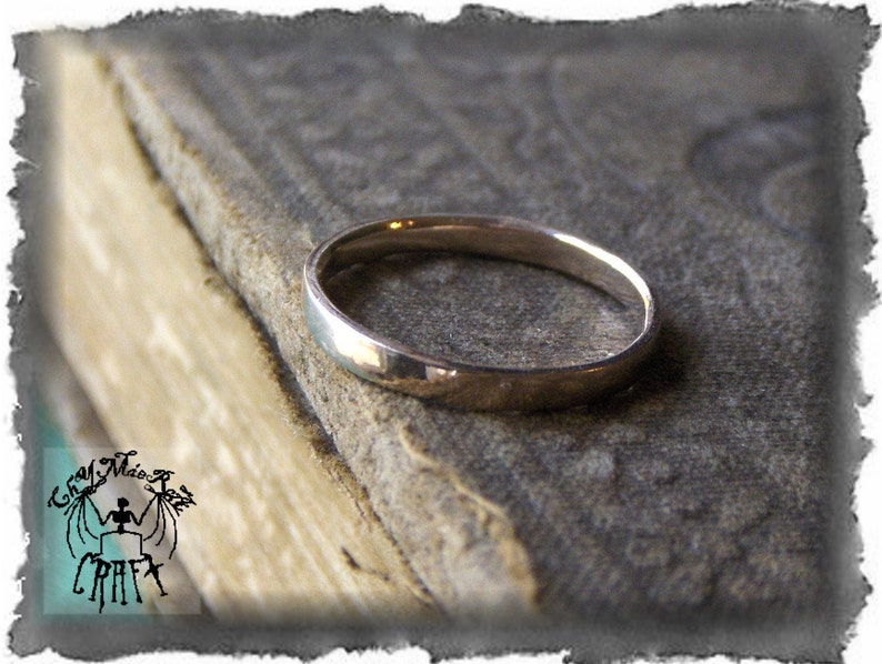 Wedding Band His or Hers Solid Cast 2.5mm Unisex Hammered 10K White, Yellow, Or Red Handmade lost wax technique rustic wedding image 1