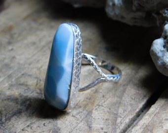 Atlantis. Larimar & Sterling Silver ring with carved fish scales. Size 9 ooak  #FestiveEtsyFinds