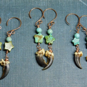 Nocturnal Desert Earrings. Genuine Coyote claws, and Blue & Green Turquoise earrings  #FestiveEtsyFinds