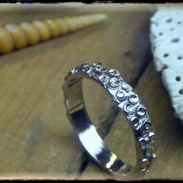 Der Kraken. Gegossenes massives Sterling Silber 4 mm Oktopus Tintenfisch Tentakel Ring. Handgefertigt auf Bestellung. Seaside Boot Schiff Kapitän Hochzeitsring