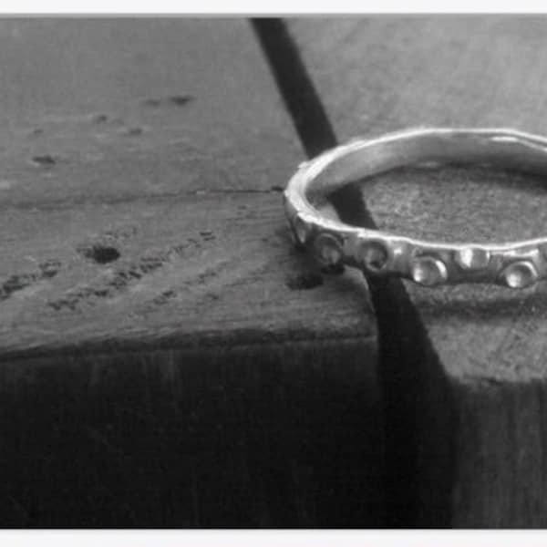 Squid Solid Sterling Silver Tentacle ring. 2mm ring. Handmade Rustic Design Made to Order in ANY size Octopus Nautical tentacle Handmade