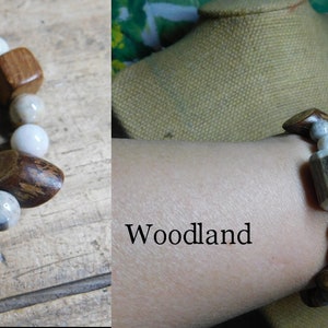 The Faun Rustic Bracelets. Genuine Deer Antler, Gemstones, Wood, & Lucite Choice of: Grasslands, Woodland, Highlands, Nocturnal, or Brush Woodland