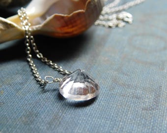 The Chalice Necklace |  Pale French Amethyst Diamond Cut Stone pendant on Sterling Silver chain