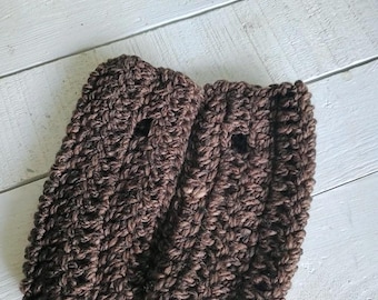 Deadwood Inspired Crochet Accessories: Gentlemen's Gloves- Saddle- Fingerless Driving gloves.  Coffee brown, Black, Tan. Horse Saddle colors