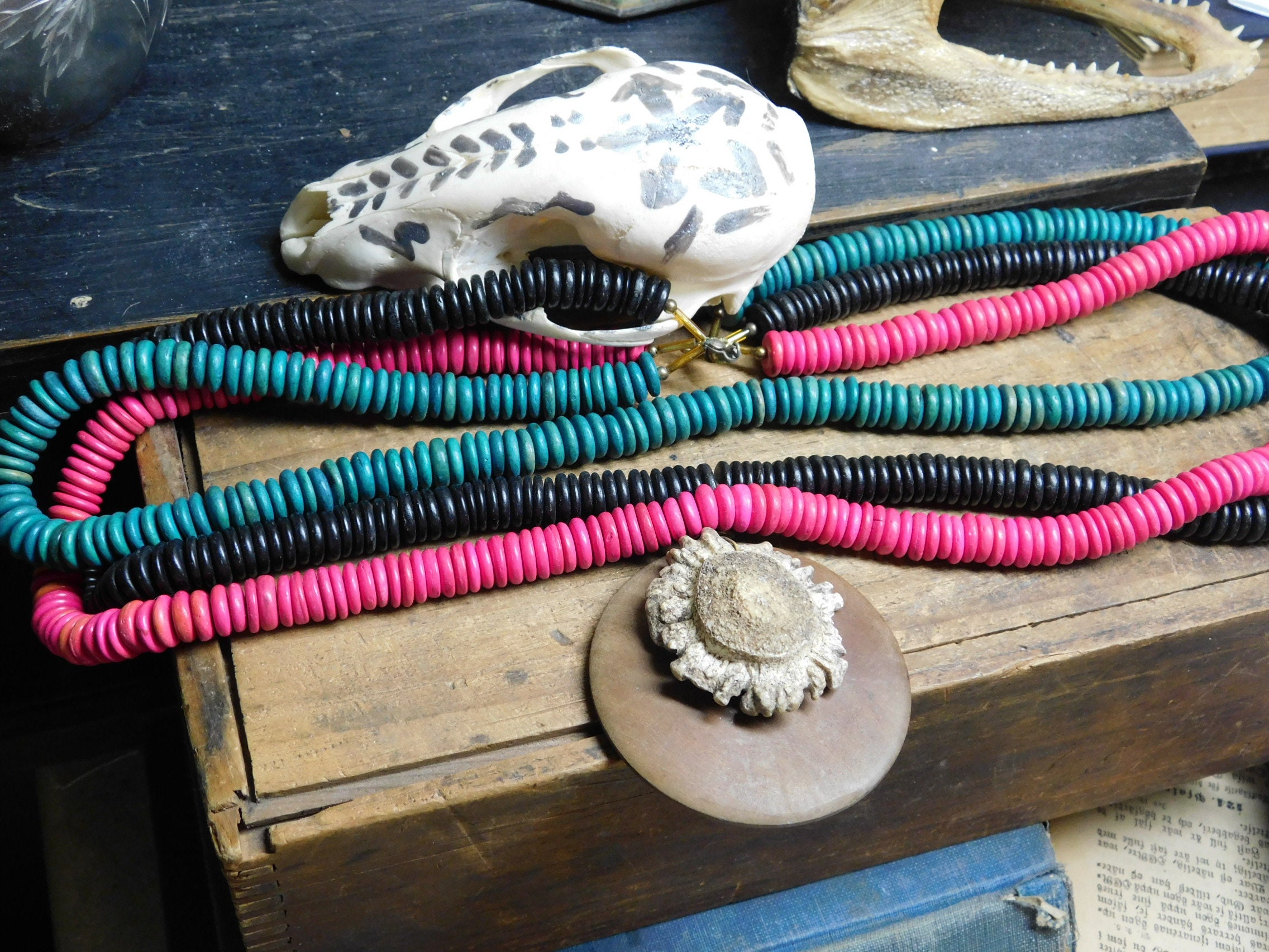 The Wildwood Necklace. Genuine Deer Antler Burr & Rustic 3