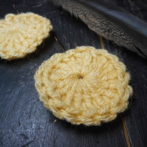 LEMON Slices. Handmade Crochet lemon yellow yarn sundial concho earrings. Handmade Gift for her. FestiveEtsyFinds image 3