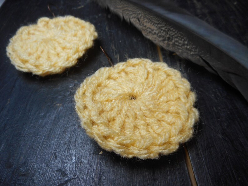 LEMON Slices. Handmade Crochet lemon yellow yarn sundial concho earrings. Handmade Gift for her. FestiveEtsyFinds image 3