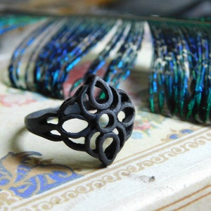 Black Lotus ring. Cast Sterling silver, Matte Ash Black Oxidized ring. Made to order in your size  #FestiveEtsyFinds