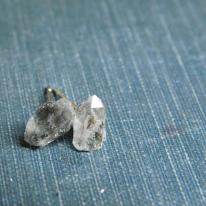 Sweet Petite Diamond Mines. Herkimer Diamonds and Surgical steel post stud earrings. Handmade by Chymiera. Stone Temples collection 画像 6