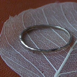 Simple skinny wedding band minimalist ring 10k or 14K white yellow red gold hammered smooth textured ring Handmade Featured in Real Weddings