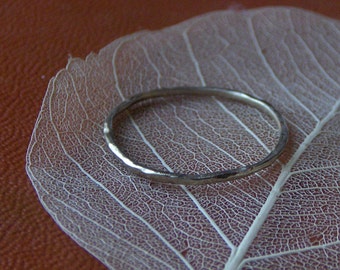 Simple skinny wedding band minimalist ring 10k or 14K white yellow red gold hammered smooth textured ring Handmade Featured in Real Weddings