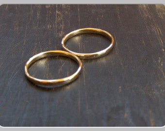 Solid Gold Wedding rings 14 K 1.8 mm His & Hers matching 14K Bands. rustic hammered, smooth flat, smooth rounded. Featured on REaL WeDDiNgs