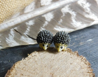 Hedgehog Post stud Earrings. Mini resin hedgehog on surgical steel posts  #FestiveEtsyFinds