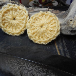 LEMON Slices. Handmade Crochet lemon yellow yarn sundial concho earrings. Handmade Gift for her. FestiveEtsyFinds image 4