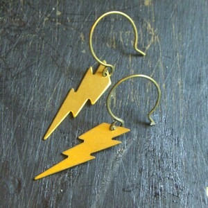 The Lightning Bolt Earrings. God of lightning. Brass Lightning Bolt earrings. FestiveEtsyFinds image 3