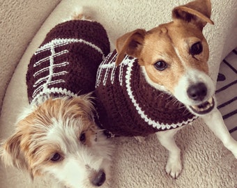 Dog Football Sweater. Puppy. Custom Favorite Team Color Choice Handmade Crochet Puppy or Small Dog Sweater. Winter Dog Sweater Dog accessory