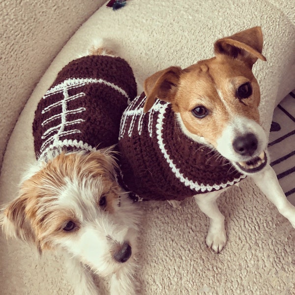 Dog Football Sweater. Puppy. Custom Favorite Team Color Choice Handmade Crochet Puppy or Small Dog Sweater. Winter Dog Sweater Dog accessory