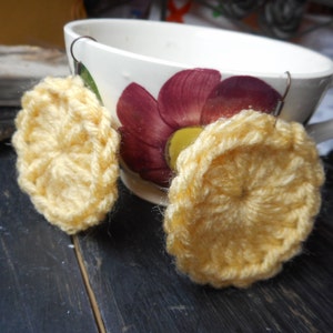 LEMON Slices. Handmade Crochet lemon yellow yarn sundial concho earrings. Handmade Gift for her. FestiveEtsyFinds image 1