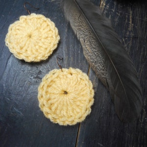 LEMON Slices. Handmade Crochet lemon yellow yarn sundial concho earrings. Handmade Gift for her. FestiveEtsyFinds image 5