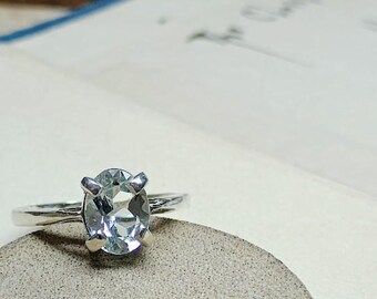 Secret Wellspring | 1.25CT Topaz Oval & Lost wax cast sterling silver engagement or promise ring. 4 prong setting Size 5-1/4