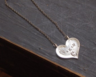 The Fickle Heart necklace.  Taken Or Available silvertone heart statement necklace.  #FestiveEtsyFinds