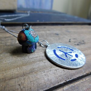 Hippies. Polymer Clay Mushroom & Peace Symbol Pendant necklace  #FestiveEtsyFinds