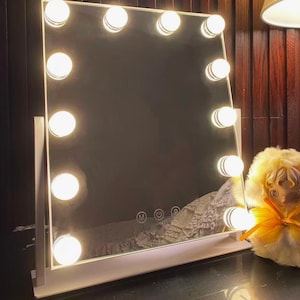 Makeup Mirror 13"x11" with 3 Color Lights, 360 Rotation, Smart Touch