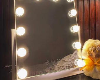 Makeup Mirror 13"x11" with 3 Color Lights, 360 Rotation, Smart Touch