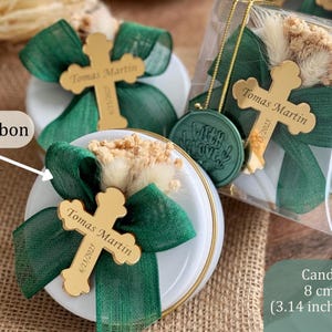Custom Baptism Candle Favor,  Christening Favors for Boys and Girls, First Holy Communion Keepsakes, Elegant Baptism Candle Decoration