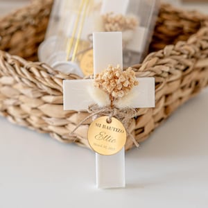 Custom Baptism Party Magnet Favors, Handcrafted Cross Magnet, First Communion Favor, Mi Bautizo, Christening Gift for Girls and Boys